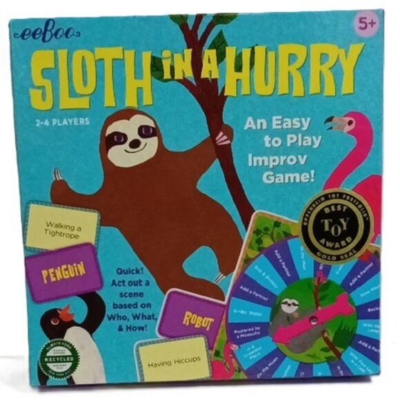 NEW eeBoo "Sloth in a Hurry Game" 2-4 Players Age 5+ An Improv Game 2019 - Picture 1 of 4